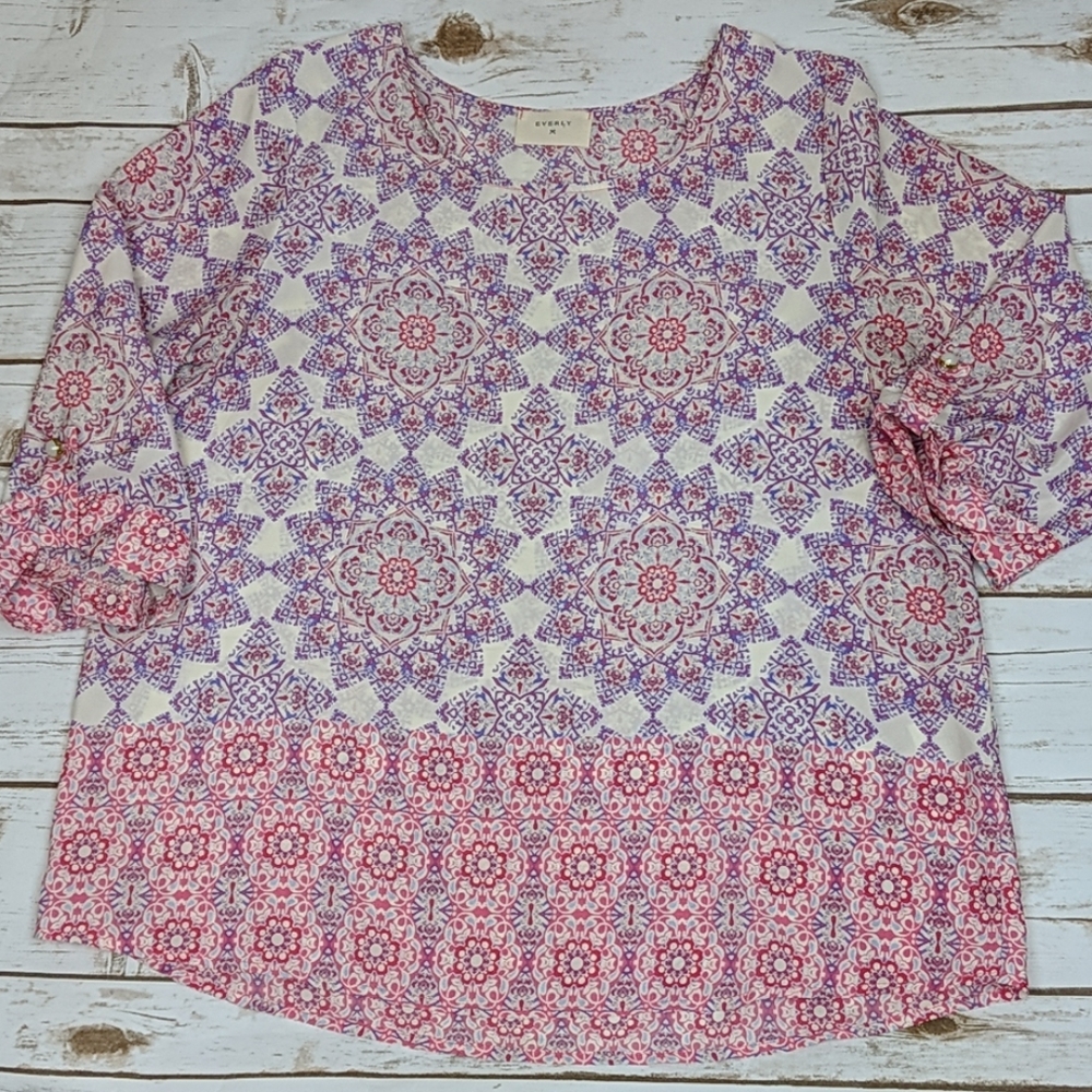 Everly Pink/Purple Blouse Size M